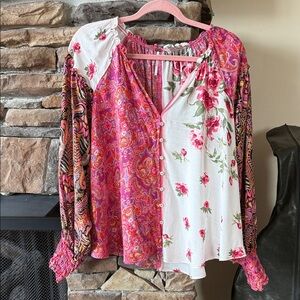 New Without Tags Free People Multicolor Floral Blouse